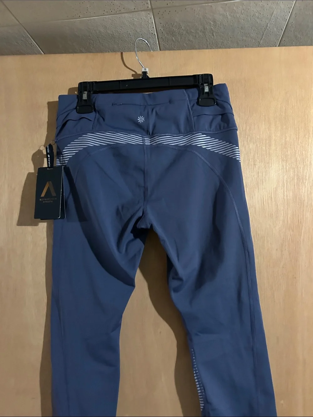 NWT Allyson Felix Athleta Navy Blue Athletic Leggings with Reflective Accents